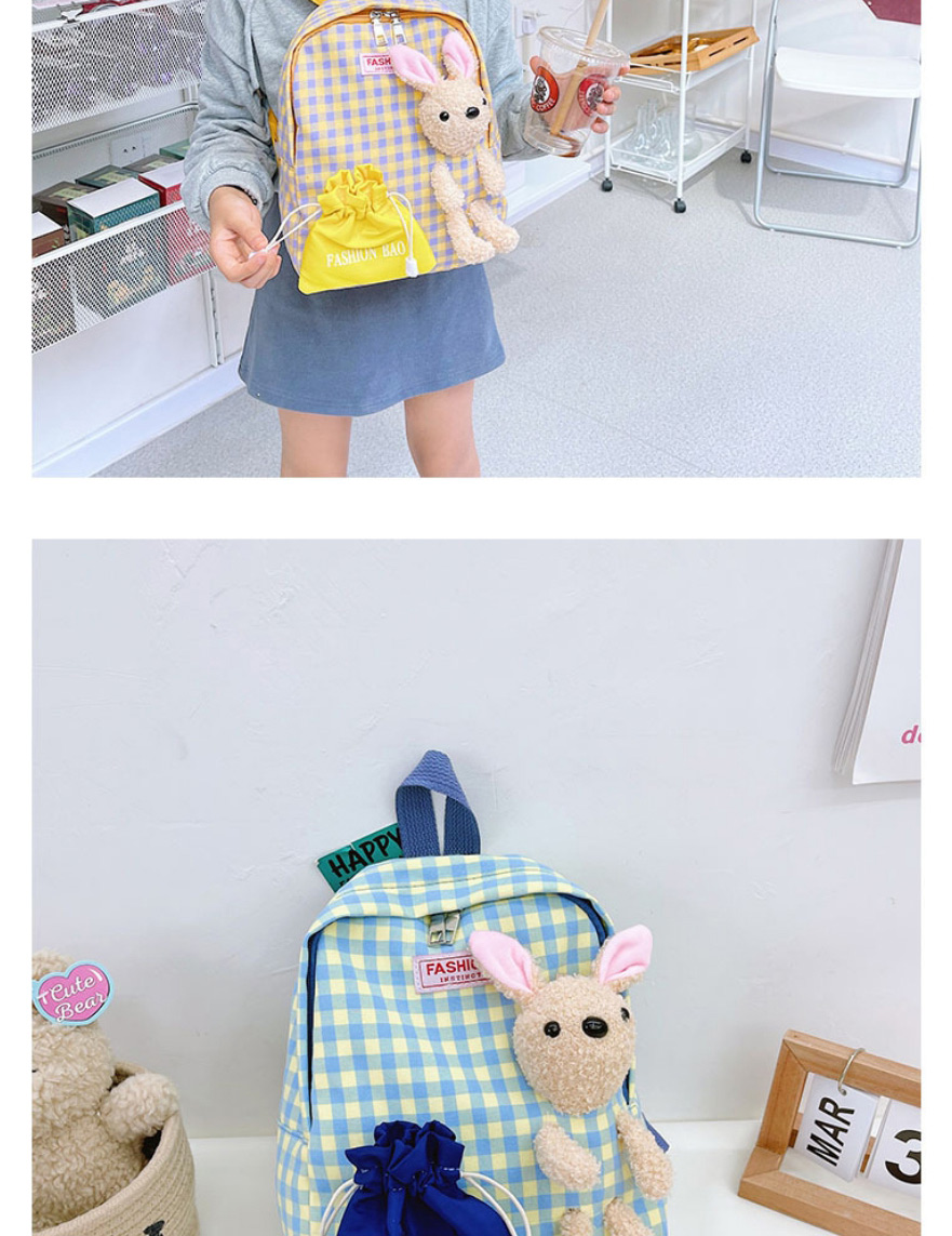Fashion Pink Children S Cartoon Plaid Bunny Backpack,Backpack