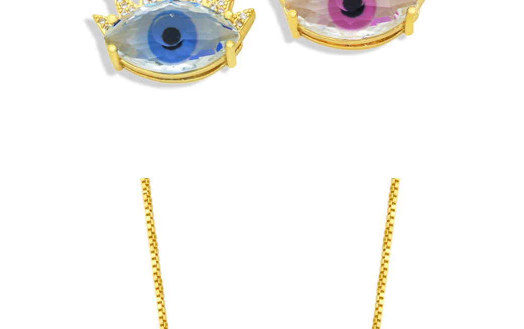 Fashion Blue Copper Inlaid Zirconium Eye Necklace,Necklaces