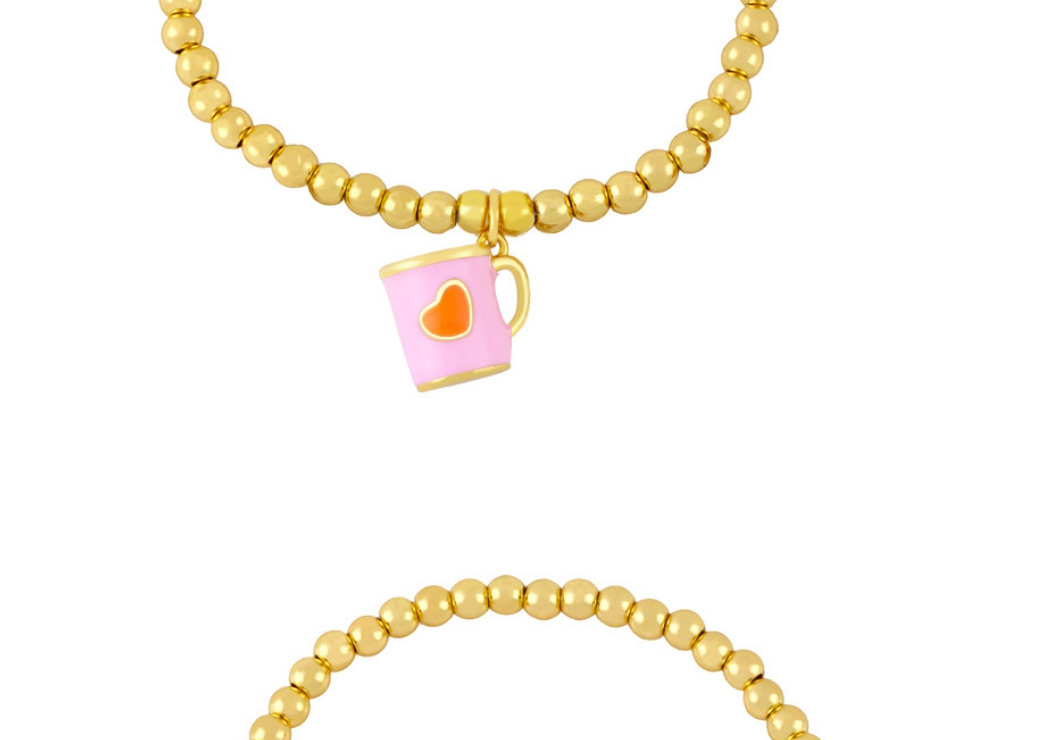 Fashion Pink Dripping Love Mug Beaded Bracelet,Bracelets