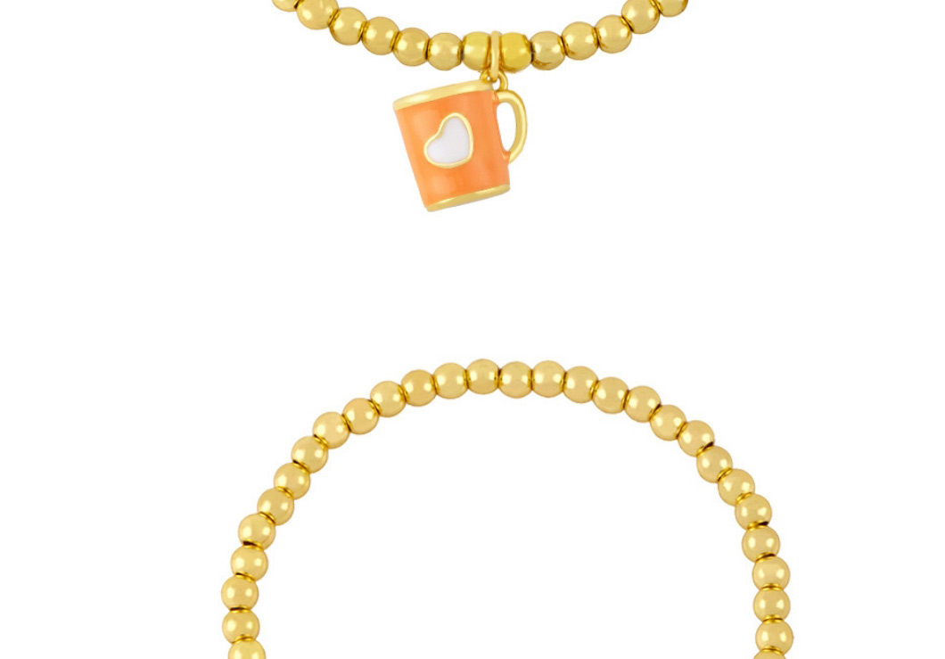 Fashion Orange Dripping Love Mug Beaded Bracelet,Bracelets
