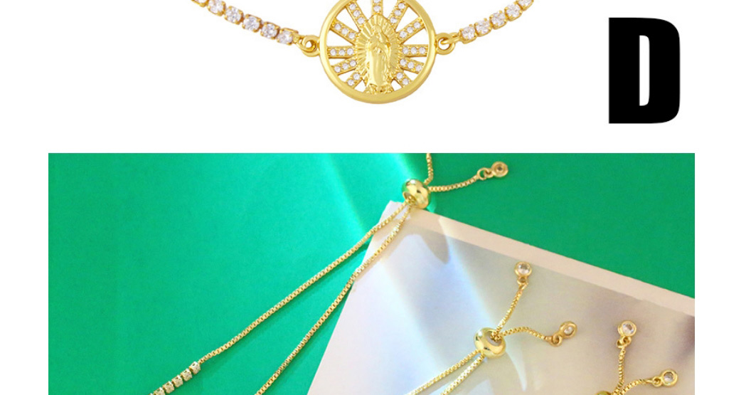 Fashion D Copper Inlaid Zirconium Geometric Draw Bracelet,Bracelets