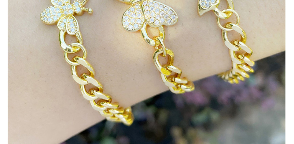 Fashion B Cuban Chain Butterfly Bracelet,Bracelets
