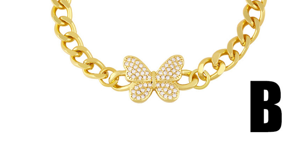 Fashion B Cuban Chain Butterfly Bracelet,Bracelets