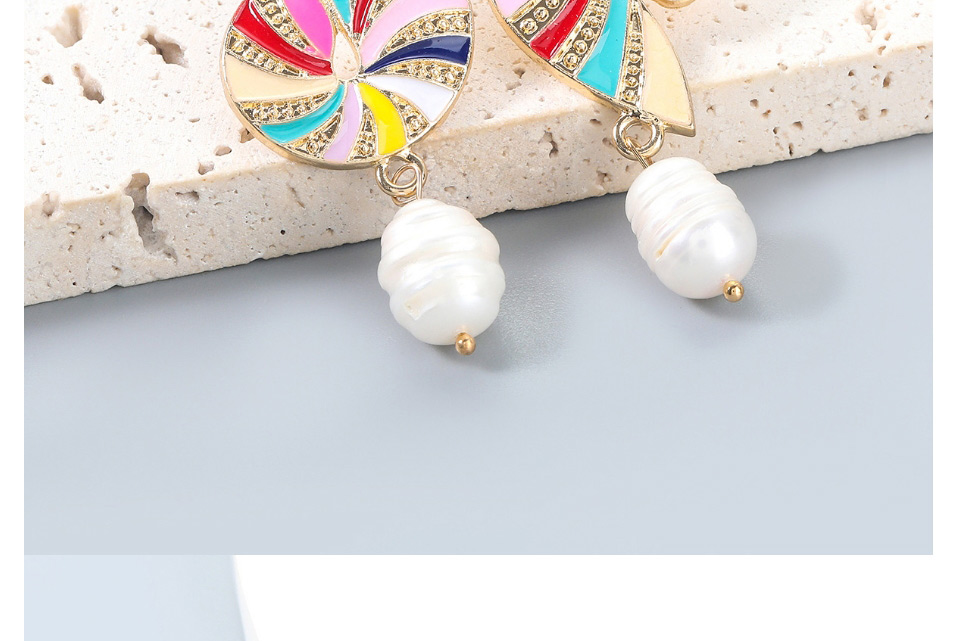 Fashion Color Alloy Drop Oil Geometric Pearl Earrings,Drop Earrings