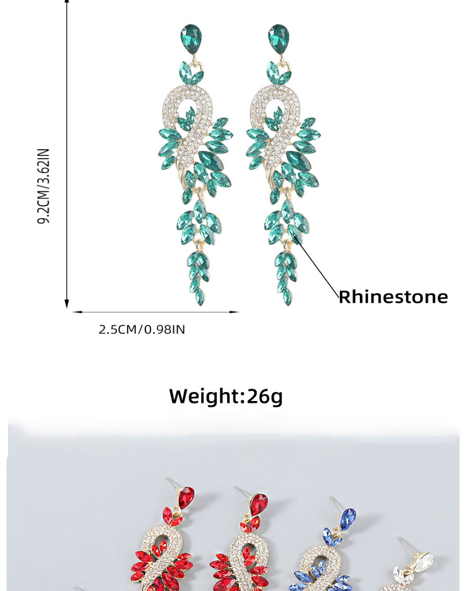 Fashion Blue Alloy Inlaid Rhinestone Geometric Earrings,Drop Earrings