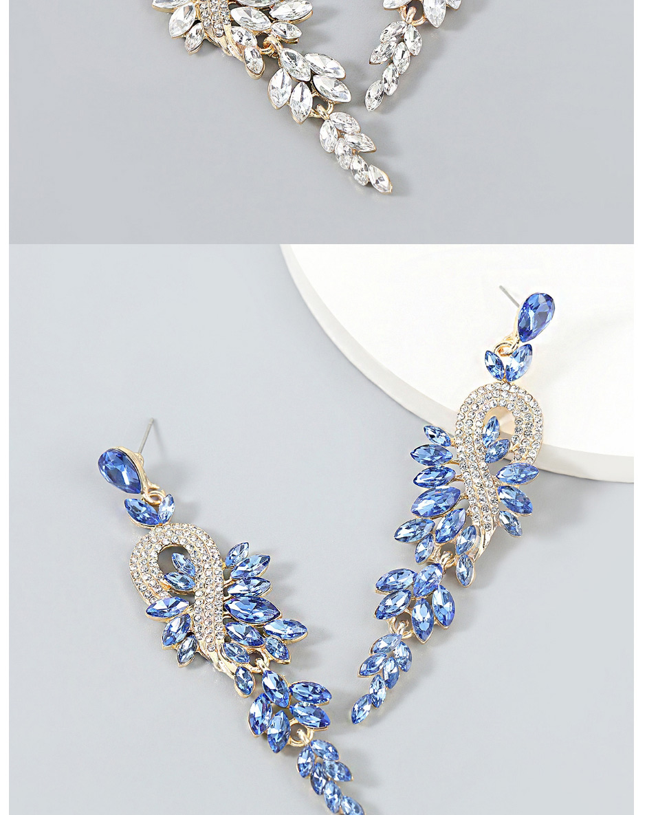 Fashion Blue Alloy Inlaid Rhinestone Geometric Earrings,Drop Earrings