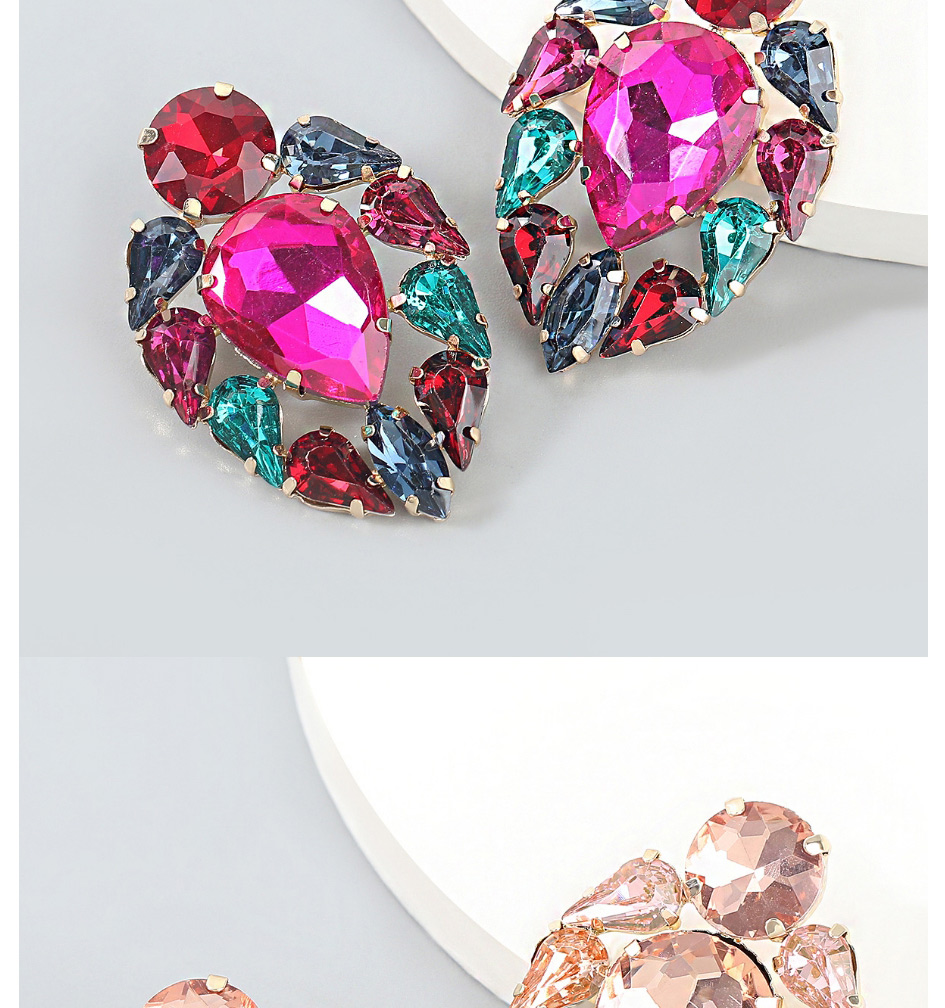 Fashion Rose Gold Alloy Inlaid Geometric Diamond Earrings,Stud Earrings