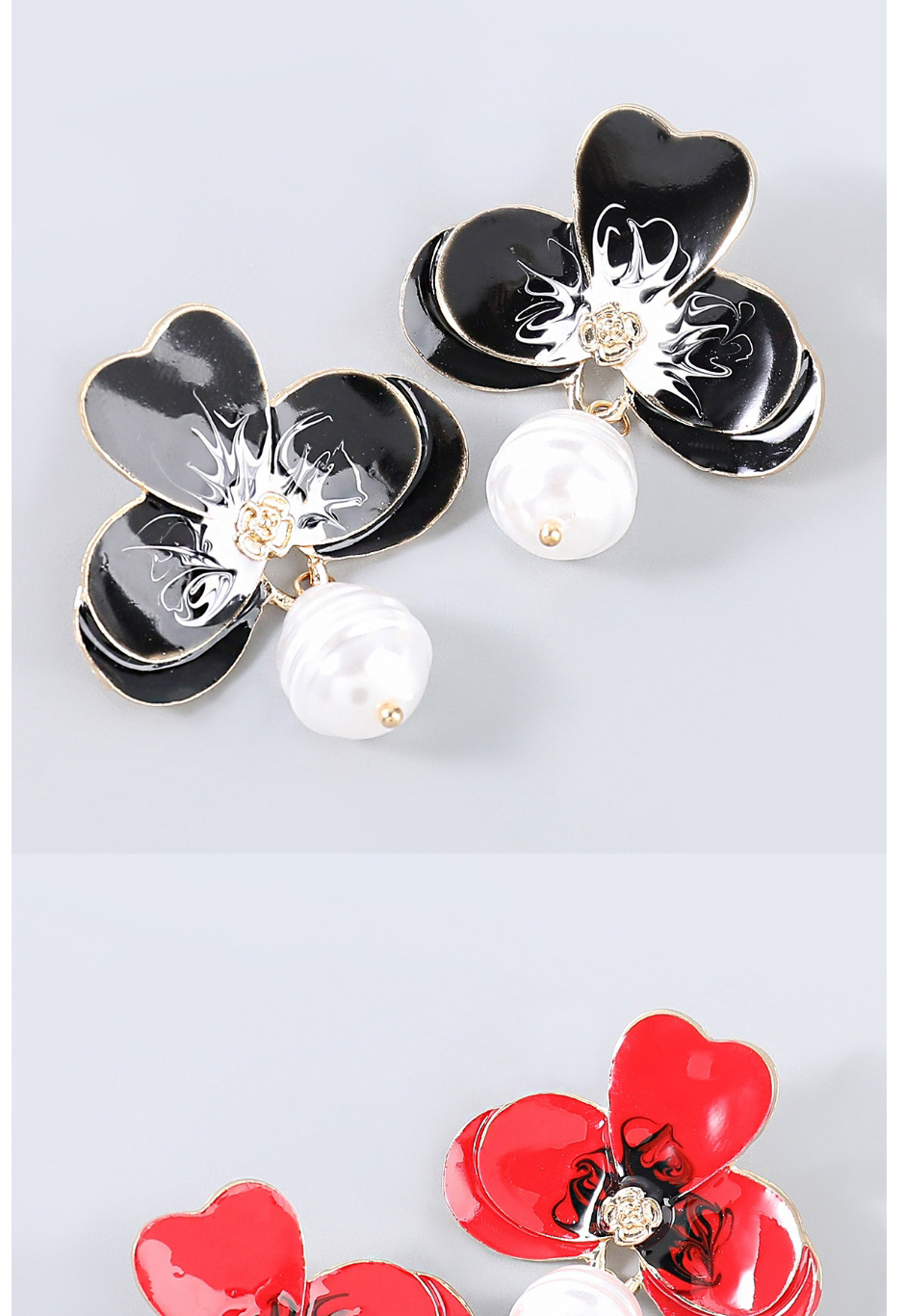 Fashion White Alloy Oil Drop Flower Pearl Earrings,Stud Earrings