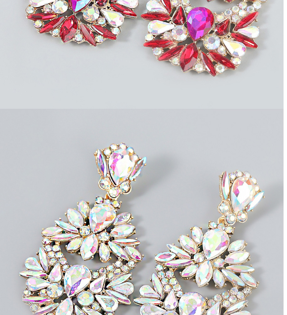 Fashion Ab Color Alloy Inlaid Diamond Flower Stud Earrings,Stud Earrings