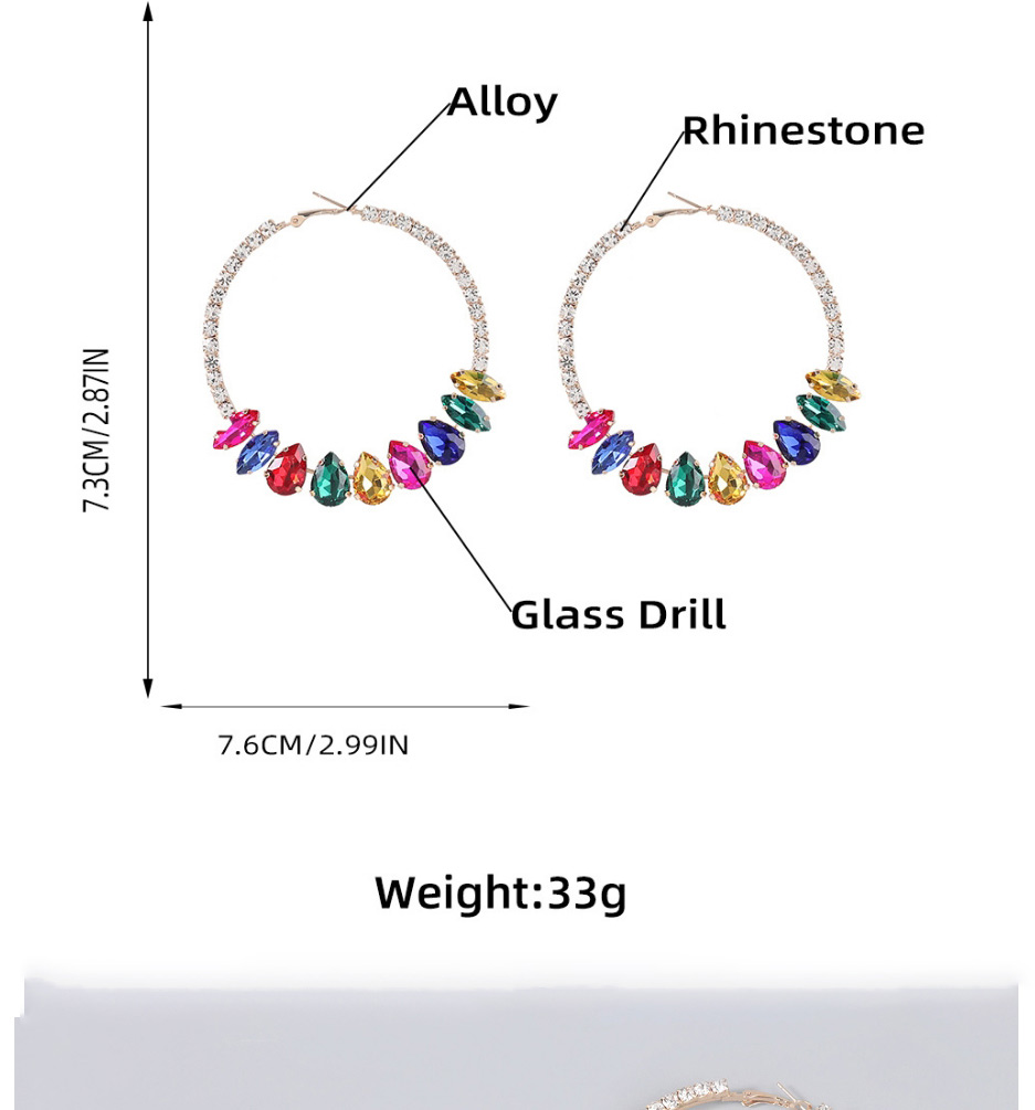 Fashion Silver Alloy Diamond Claw Chain Round Earrings,Hoop Earrings