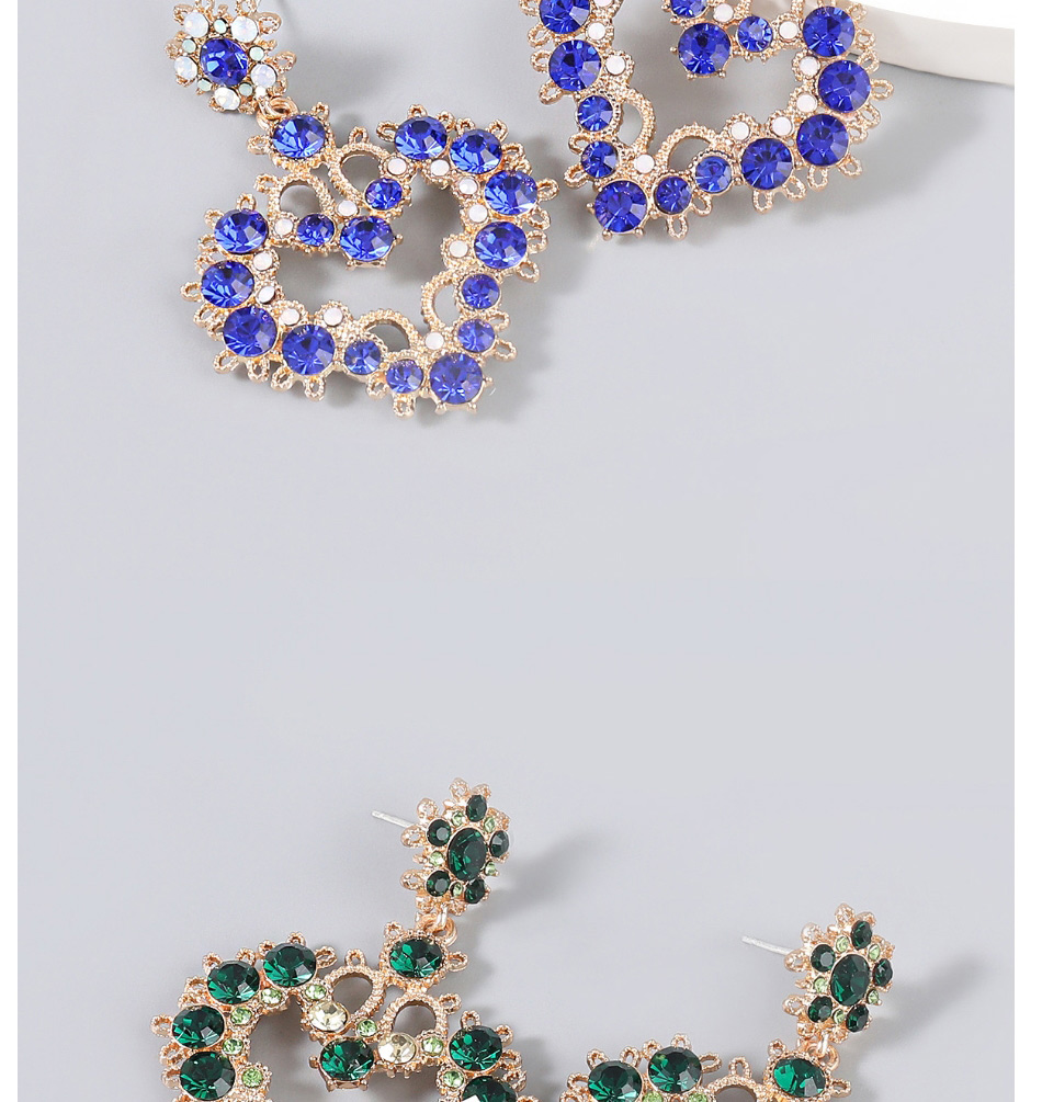 Fashion Blue Alloy Inlaid Rhinestone Love Earrings,Stud Earrings