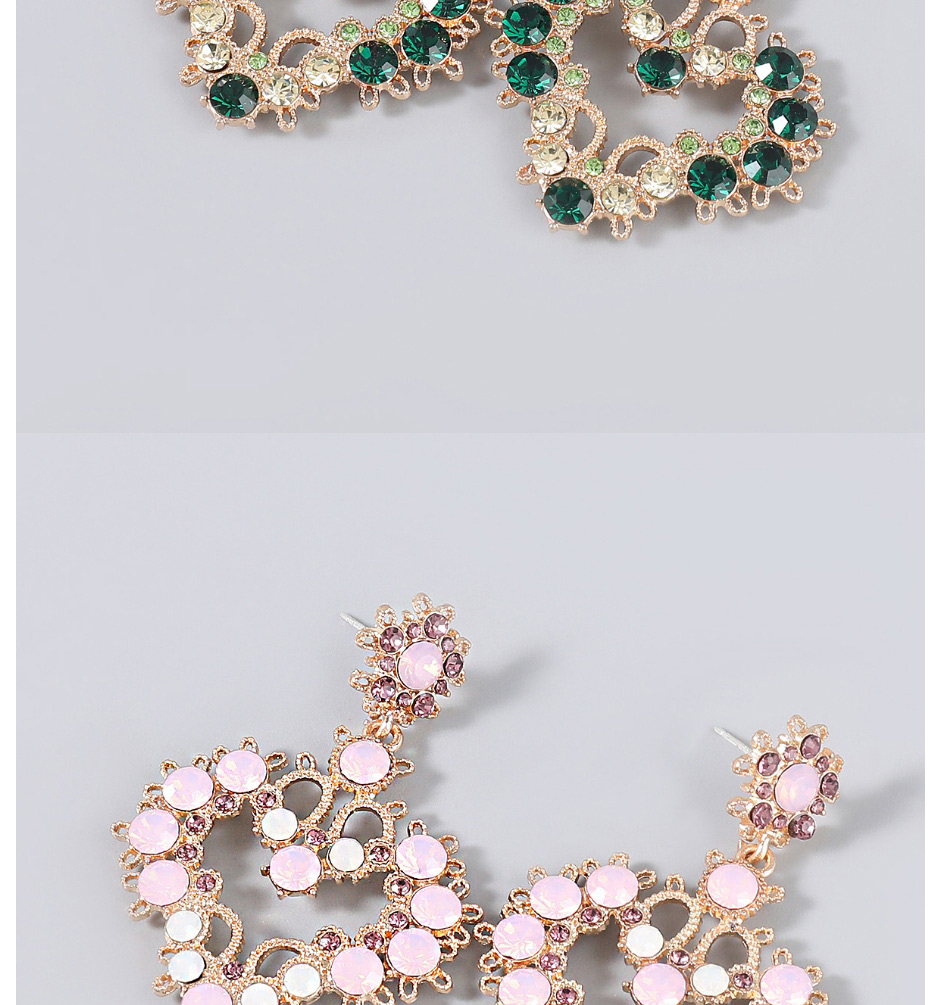 Fashion Pink Alloy Inlaid Rhinestone Love Earrings,Stud Earrings