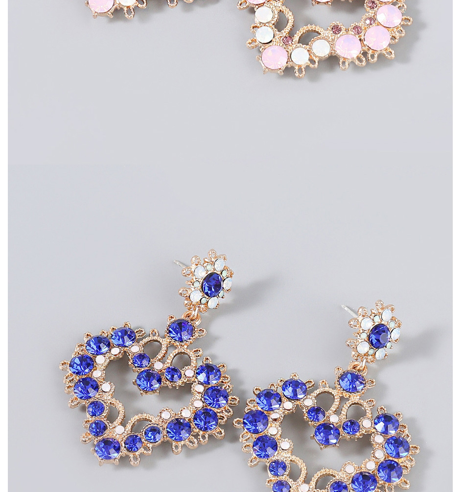 Fashion Pink Alloy Inlaid Rhinestone Love Earrings,Stud Earrings
