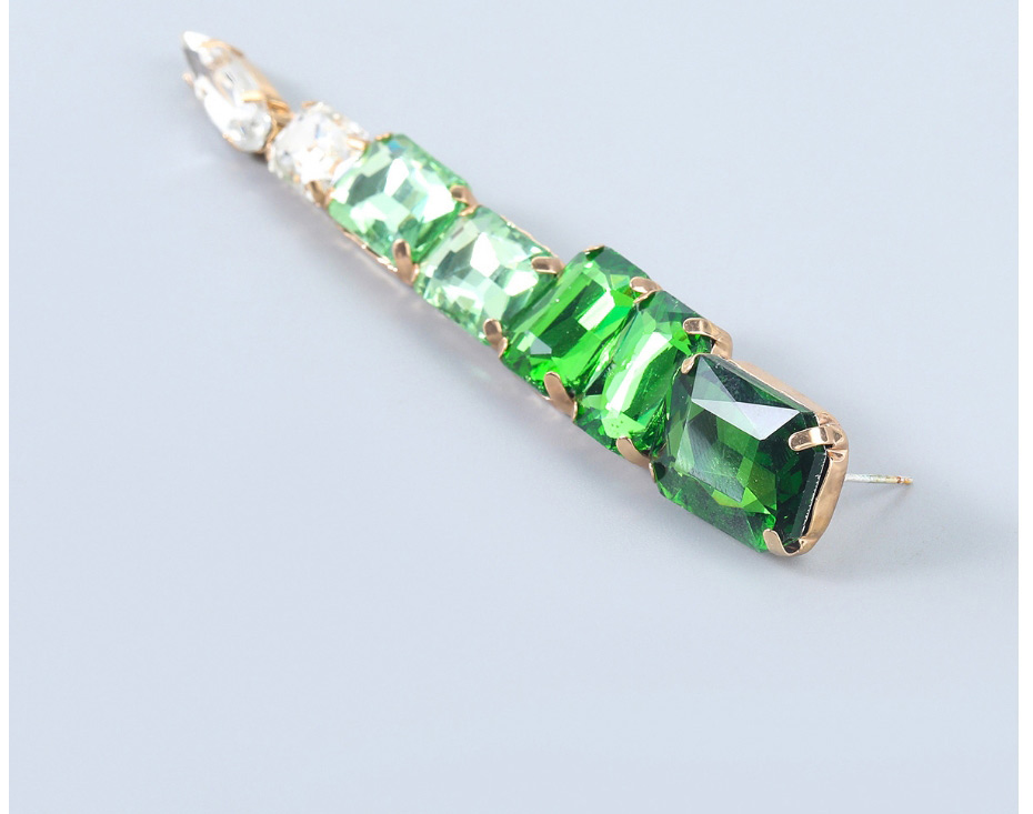 Fashion Green Alloy Inlaid Rhinestone Geometric Long Earrings,Stud Earrings
