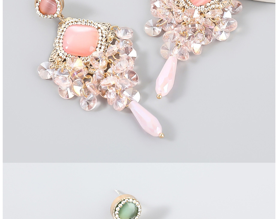 Fashion Pink Alloy Resin Flower Geometric Earrings,Drop Earrings