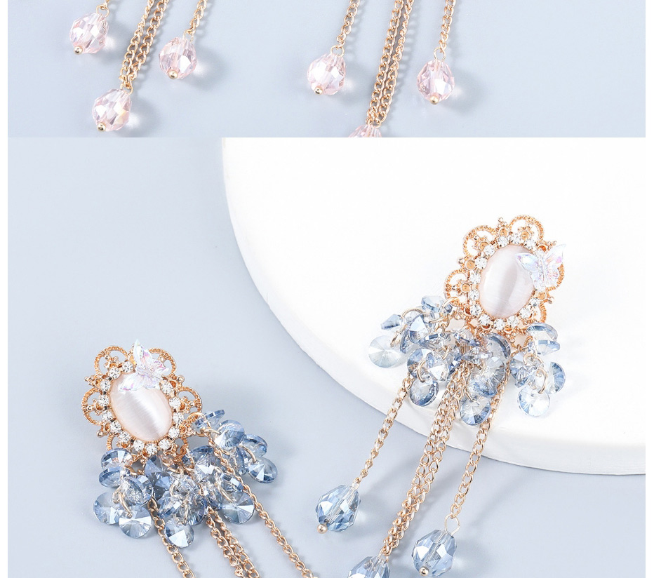 Fashion Pink Alloy Geometric Tassel Earrings,Drop Earrings