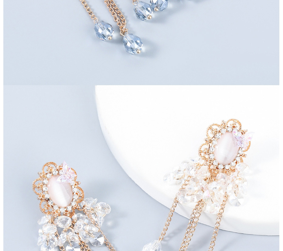 Fashion Pink Alloy Geometric Tassel Earrings,Drop Earrings