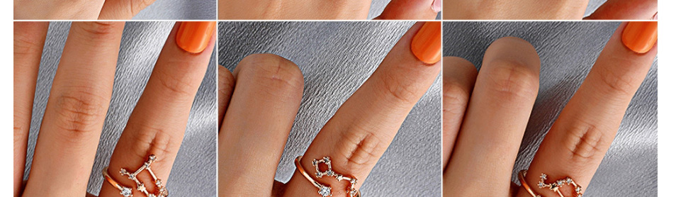 Fashion Libra Copper Inlaid Zirconium Twelve Constellation Open Ring,Rings