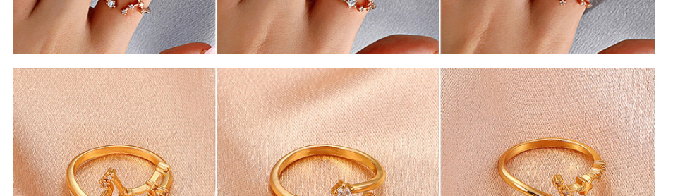 Fashion Gemini Copper Inlaid Zirconium Twelve Constellation Open Ring,Rings