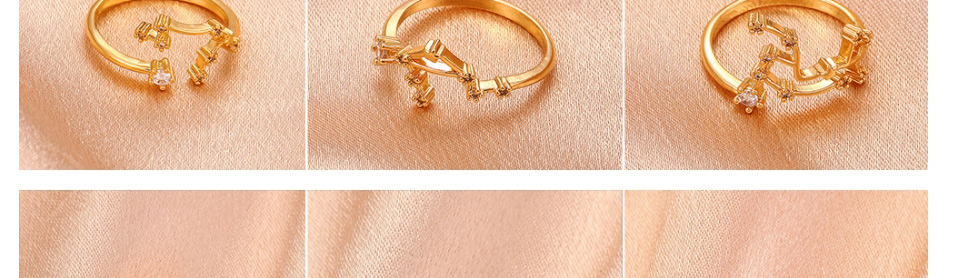 Fashion Cancer Copper Inlaid Zirconium Twelve Constellation Open Ring,Rings