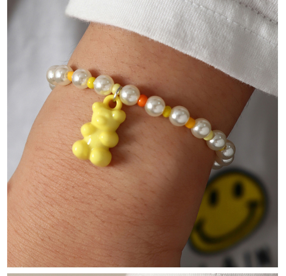 Fashion Yellow Pearl Beaded Bear Bracelet,Fashion Bracelets