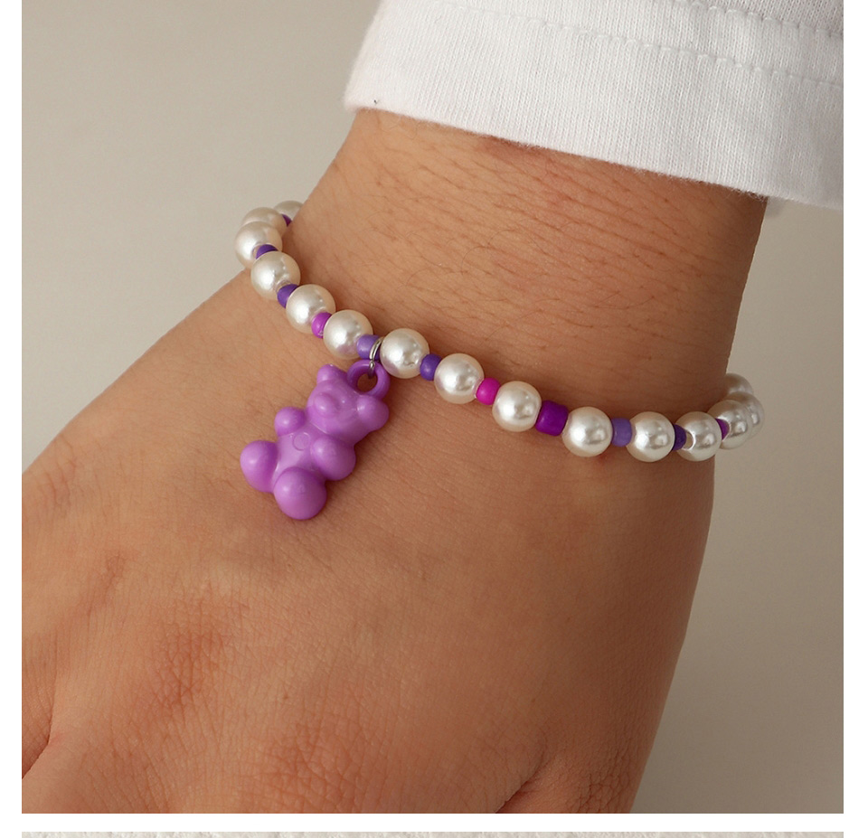 Fashion Purple Pearl Beaded Bear Bracelet,Fashion Bracelets