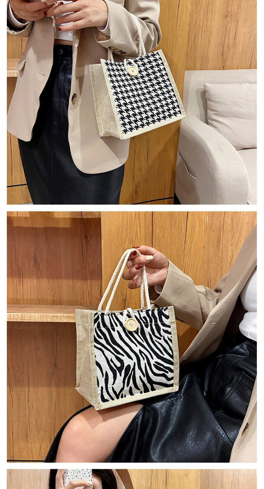 Fashion Zebra Pattern Zebra Print Canvas Handbag,Handbags