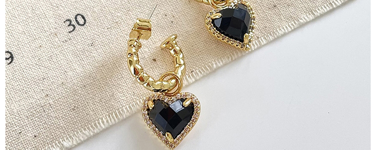 Fashion Black Black Gold Love Earrings,Drop Earrings