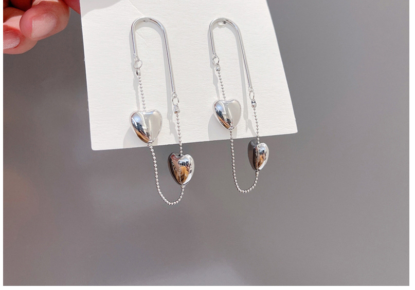 Fashion Silver Three-dimensional Love Metal Earrings,Drop Earrings