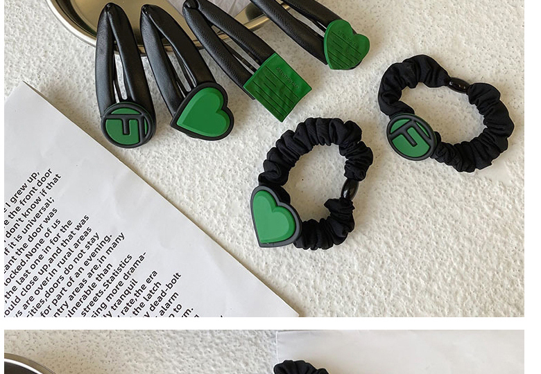 Fashion Square Green Square Letter Large Intestine Circle Hair Rope,Hair Ring