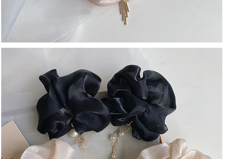 Fashion Tassel Black Fringed Pearl Rhinestone Large Intestine Hair Tie,Hair Ring