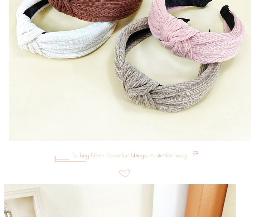 Fashion Pink Single-layer Wheat Ear Pattern Knotted Woolen Headband,Head Band