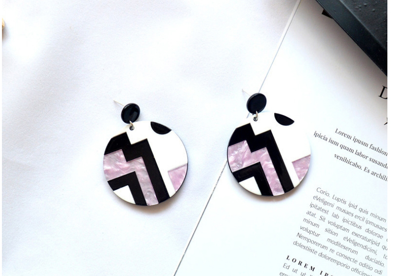 Fashion Pink Stitching Round Contrast Color Stud Earrings,Stud Earrings