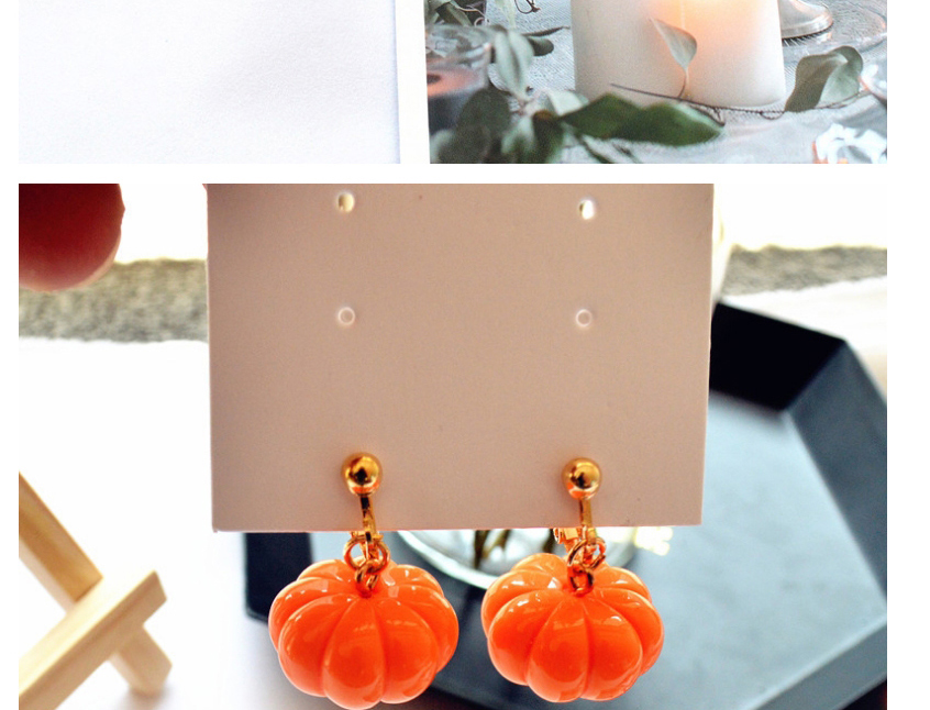 Fashion Pumpkin Ear Clips Halloween Pumpkin Three-dimensional Simulation Earrings,Clip & Cuff Earrings