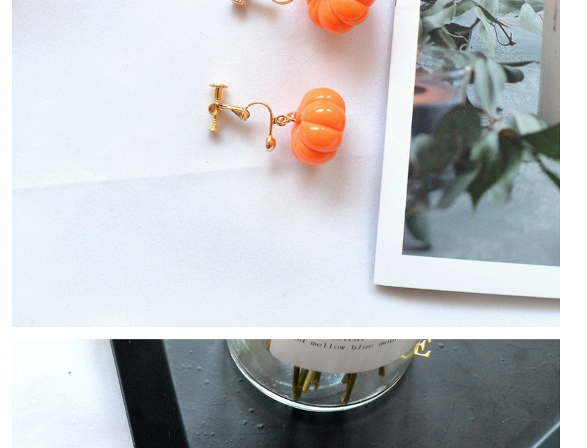 Fashion Pumpkin Ear Clips Halloween Pumpkin Three-dimensional Simulation Earrings,Clip & Cuff Earrings