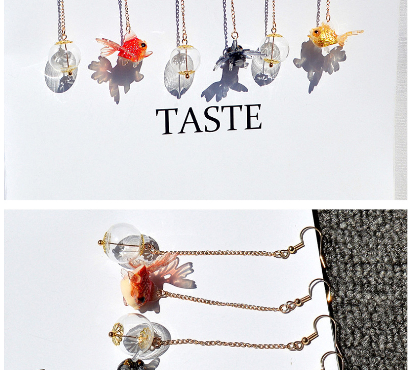 Fashion Black Asymmetrical Earrings Goldfish Glass Ball,Drop Earrings