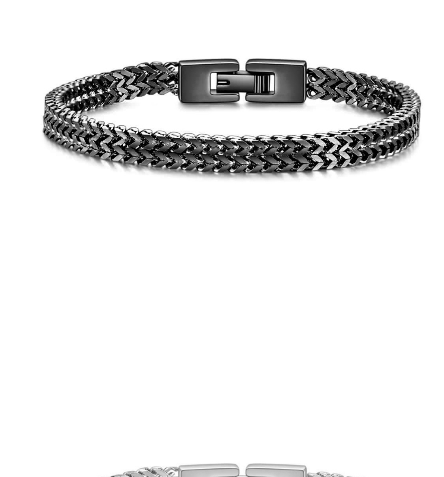 Fashion Black 21cm Stainless Steel Keel Snake Chain Bracelet,Bracelets