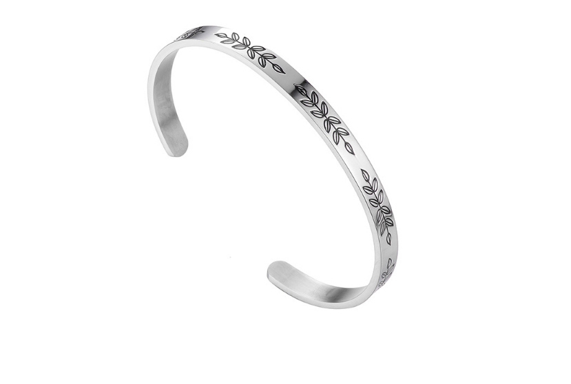 Fashion Steel Color 6mm Stainless Steel Leaf Bracelet,Bracelets