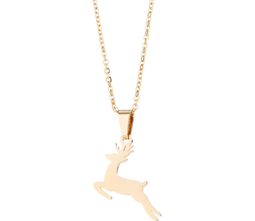 Fashion Gold Stainless Steel Christmas Deer Necklace And Earring Set,Jewelry Set