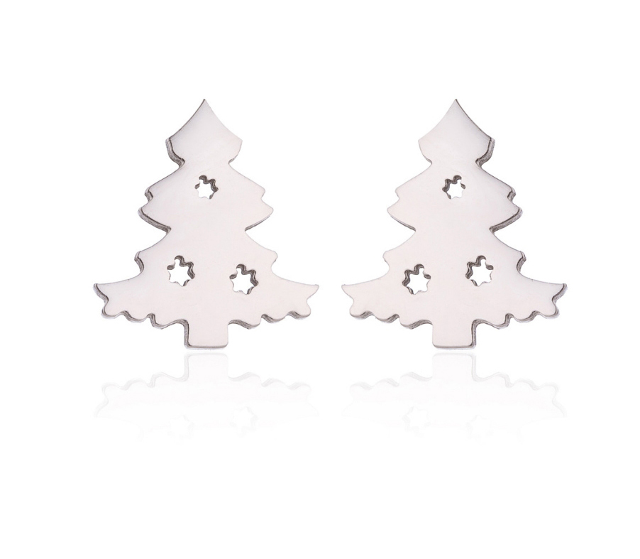 Fashion Gold Stainless Steel Christmas Tree Earrings,Earrings