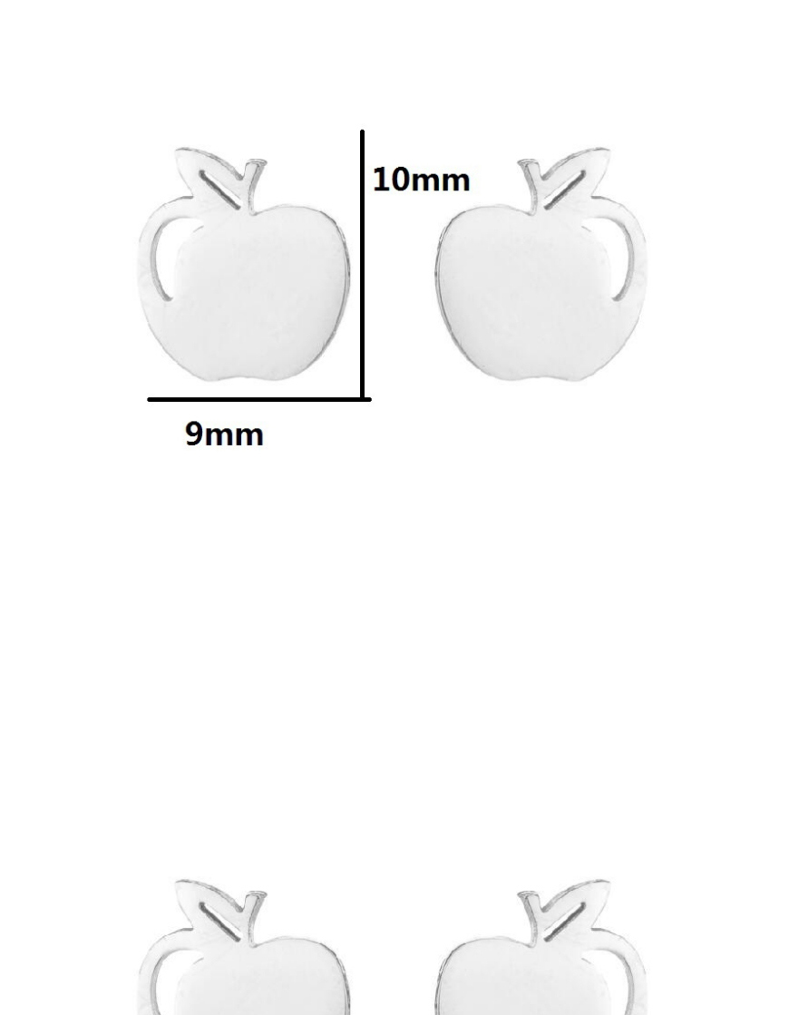 Fashion Rose Gold Stainless Steel Mini Apple Cherry Fruit Stud Earrings,Earrings