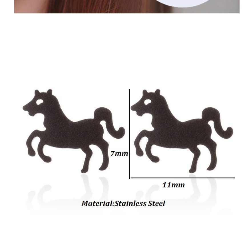 Fashion Rose Gold Stainless Steel Pony Earrings,Earrings