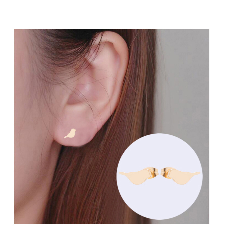 Fashion Rose Gold Stainless Steel Bird Earrings,Earrings