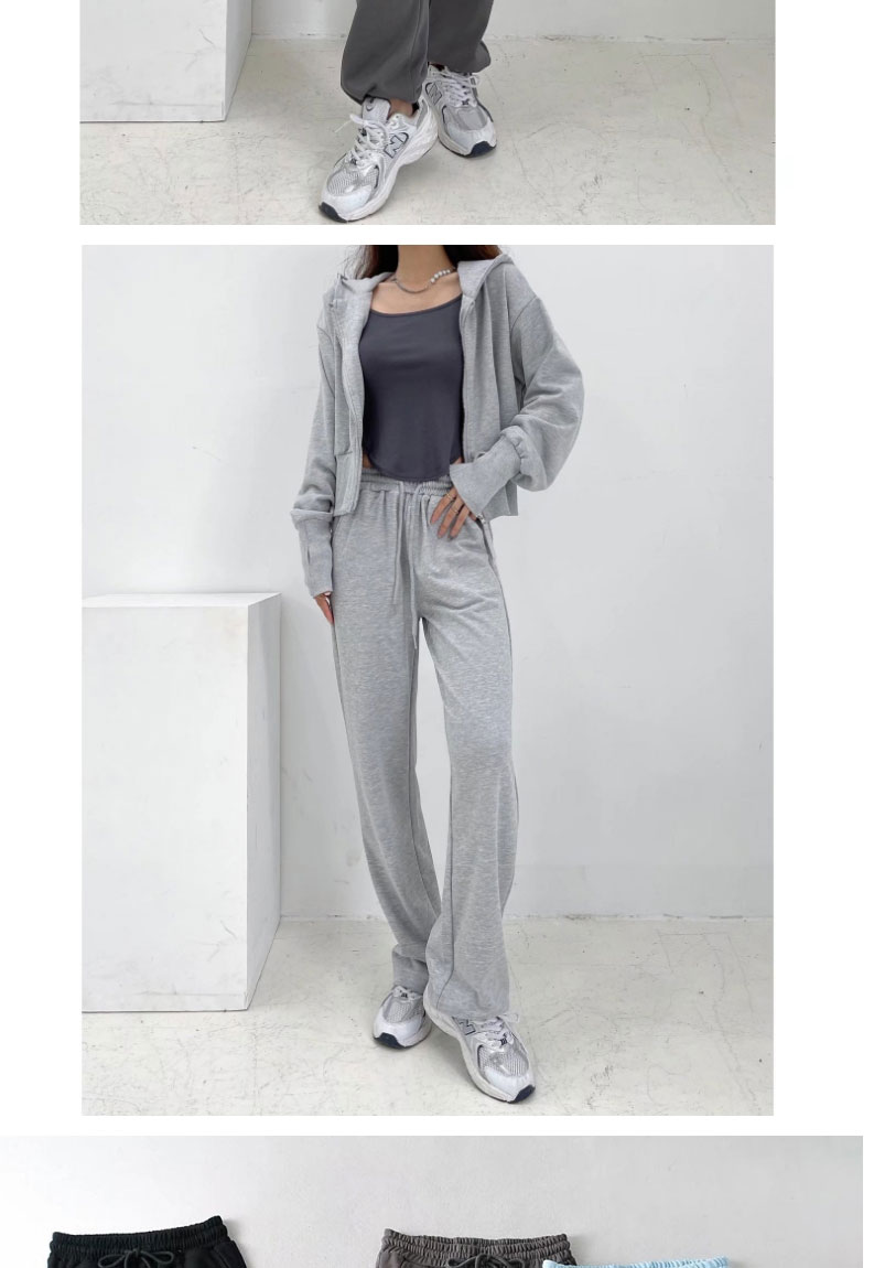 Fashion Dark Gray Solid Color Strapped Elastic Lace-up Sweatpants,Pants