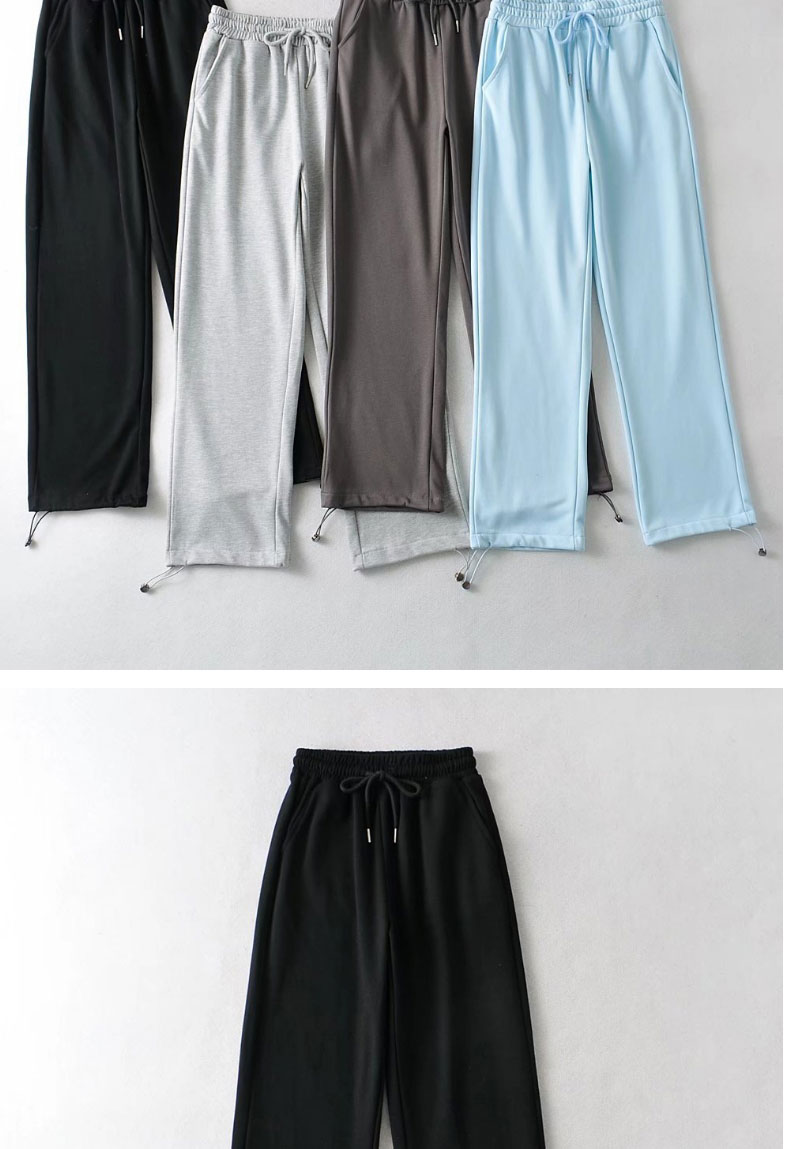 Fashion Dark Gray Solid Color Strapped Elastic Lace-up Sweatpants,Pants