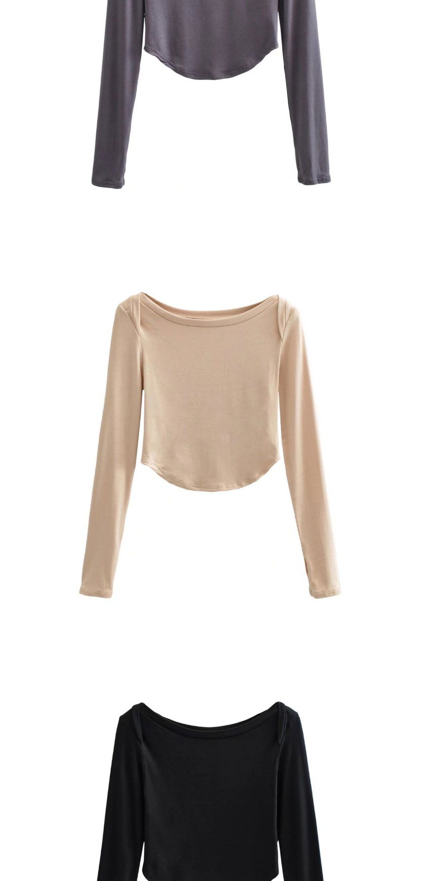 Fashion Apricot Solid Color Fingered Shoulder Long Sleeve Top,Hair Crown