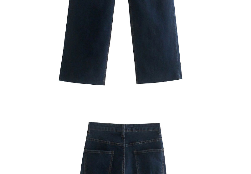 Fashion Blue Washed High-waisted Denim Trousers,Pants