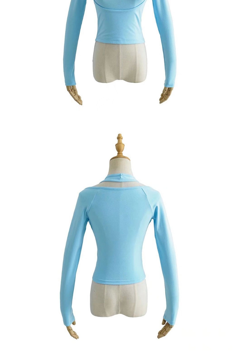 Fashion Blue Halterneck Fake Two-piece Long-sleeved Top,Hair Crown