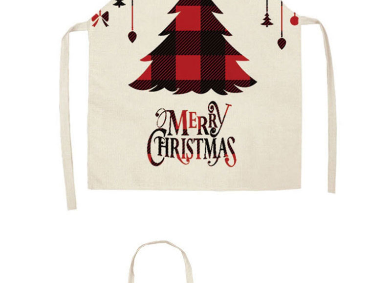 Fashion 5# Christmas Cotton And Linen Plaid Apron,Festival & Party Supplies