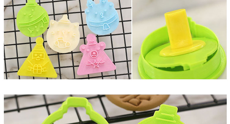 Fashion Full Set Of 12 Christmas Cartoon Press Dry Cookie Mold,Festival & Party Supplies